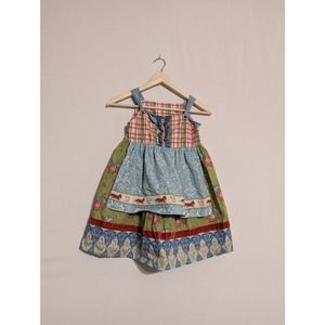 matilda jane child girls 8 cottage apron dress ruffles multicolor multiprint